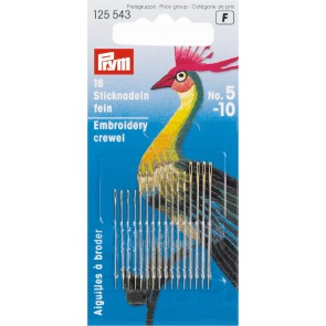 Prym Embroidery Crewel needles 5-10 with gold eye